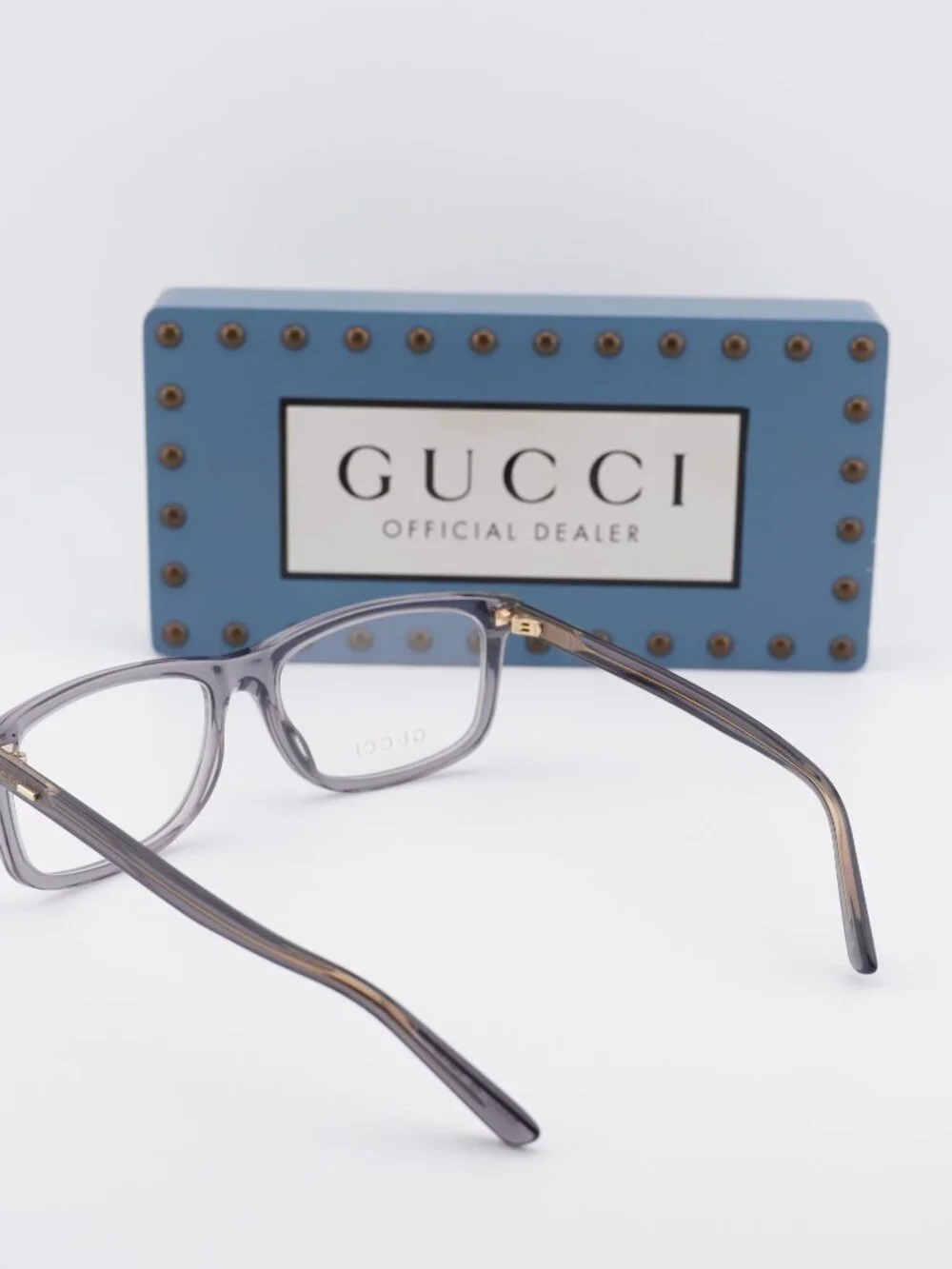 Gucci GG1447O 004 Rectangle Eyeglasses - Transparent Grey 57mm